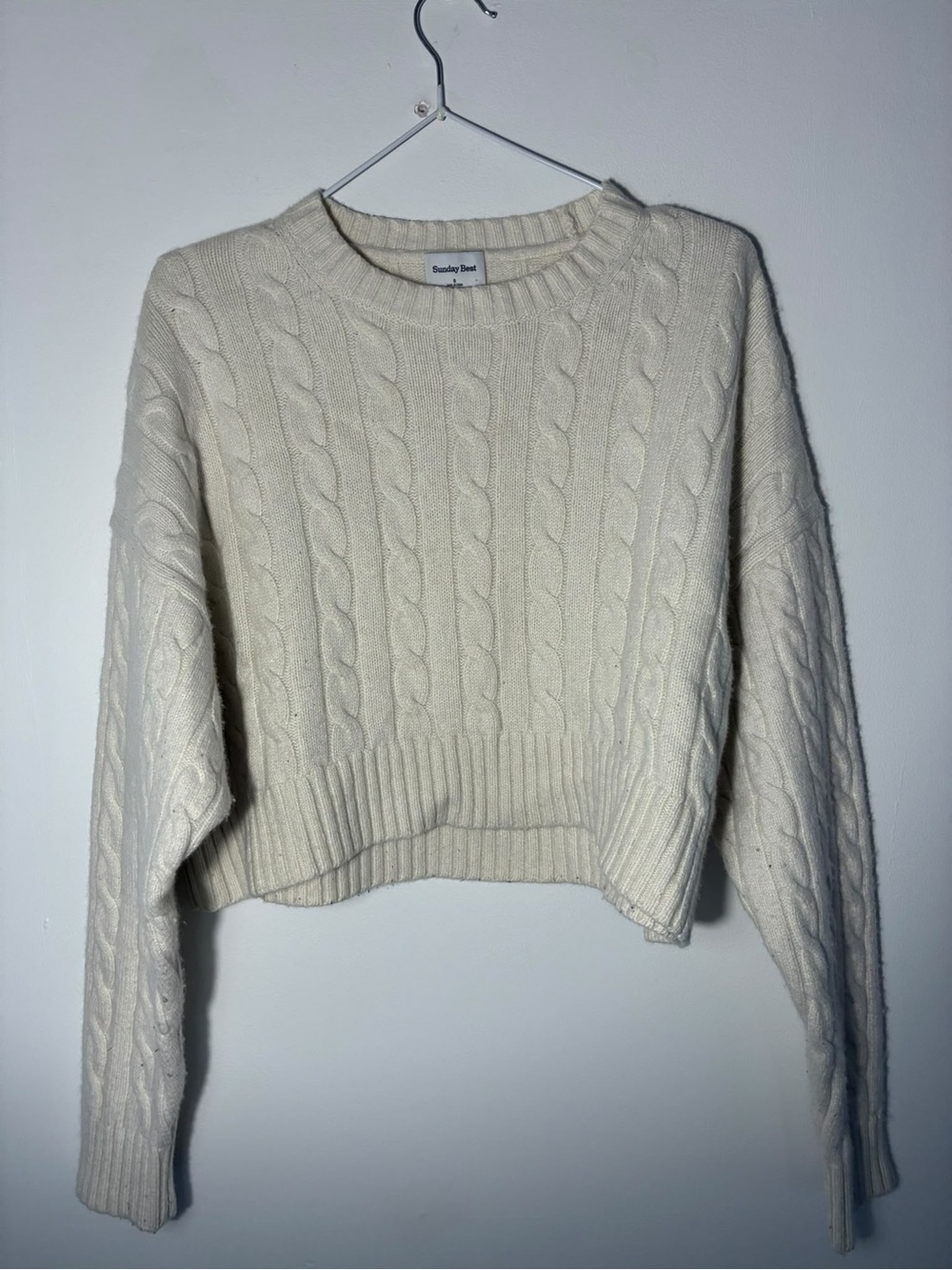 Sunday Best (Aritzia) Cable Knit Cropped Sweater – Size S